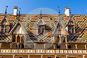 Tiles rooftop of Hospice de Beaune, Burgundy, France