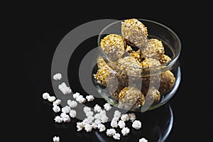 Tilgul OR Sweet Sesame Laddu for Indian festival Makar Sankranti, Sesame seed ball and tilgul. Special treat prepeared on the