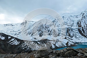 Tilicho Lake - A storm coming to snow capped Himalayas