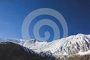 Tilicho peak in Himalayan Mountains, Nepal. Annapurna circuit trek photo