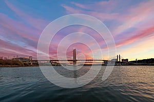 Tilikum Crossing Over Willamette River in Portland Oregon