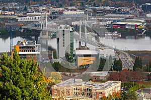 Tilikum Crossing over Willamette River Portland OR USA