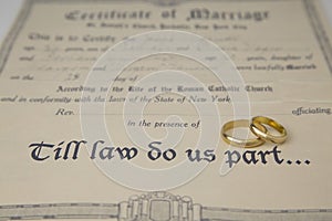 Till law do us part... certificate of marriage and rings