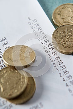 Till receipt and coins photo