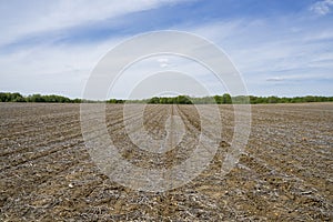 Tilled farm landscape during the day photo