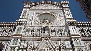 Tilt down of Cathedral of Saint Mary of the Flower, Cattedrale di Santa Maria del Fiore, Florence, Italy