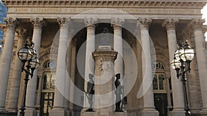 Tilt down the facade of the Royal Exchange