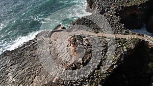 Tilt down view above Boca do Inferno, Portugal