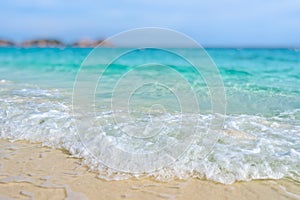 Tilt-Shift blur beach in summer of Thailand