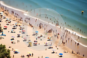 Tilt-Shift Capture of a Bustling Beachscape