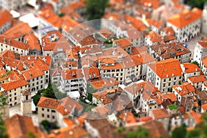 Tilt-shift effect of Kotor old town, Montenegro