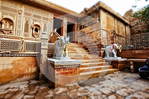 Tilt shift lens - Laxminath temple of Jaisalmer, dedicated to the worship of the gods Lakshmi and Vishnu. Jaisalmer Fort is