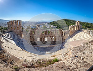 Tilt shift of Odeo of Herod Atticus, Athens Acropolis