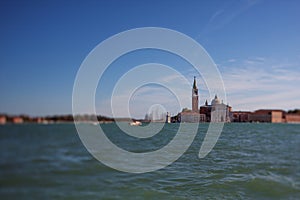 Tilt shift photo of view of Santa Maria Maggiore island. Soft focus