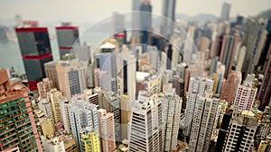 Tilt Shift / Time Lapse of Hong Kong Skyline and Victoria Harbour - Hong Kong China