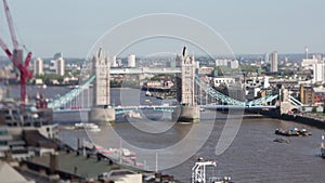 Tilt shift timelapse video of Tower Bridge, London, England, UK