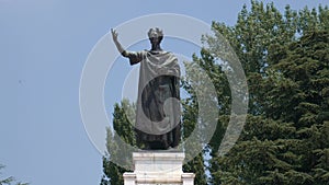 Tilt shot of Virgil statue, Mantua