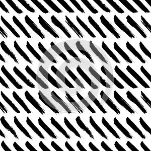 Tilted brushstrokes lines, vector seamless pattern