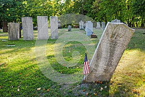 Tilted Gravestone in Old Cemetery