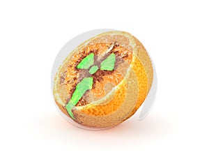 Inclinato metà da mandarino incandescente radioattivo 
