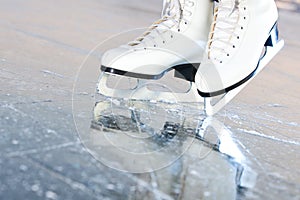 Tilted natural version, ice skates photo