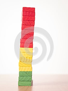 Tilted risk level tower toy