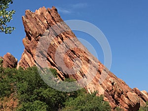 Tilted red rock formation