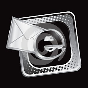 Tilted silver halftone web icon with email letter
