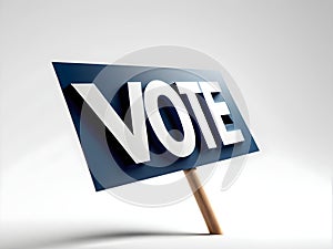 Tilted Vote Sign on White Background: Minimalist Line Art