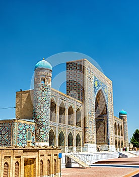 Tilya-Kori Madrasah on Registan Square in Samarkand, Uzbekistan