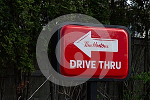 Tim Hortons drive thru sign