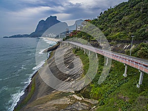 Tim Maia bike path on Niemeyer Avenue, Rio de Janeiro, Brazil, South America.