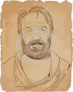 Timaeus line art portrait, vector