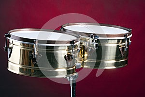 Timbale Drums isolated On Red