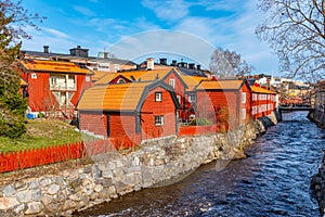 Timber buildings in Gamla stan part of Vasteras, Sweden