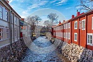 Timber buildings in Gamla stan part of Vasteras, Sweden