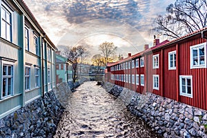 Timber buildings in Gamla stan part of Vasteras, Sweden