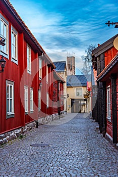 Timber buildings in Gamla stan part of Vasteras, Sweden