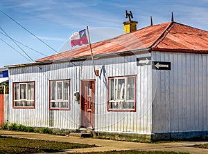 Timber colorful house in the countryside of Chile