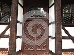 Timber door of a wooden church