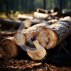 Timber elegance Freshly cut logs highlight natures resourceful splendor