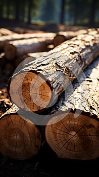 Timber elegance Freshly cut logs highlight natures resourceful splendor