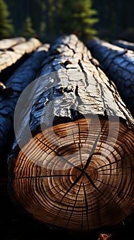 Timber elegance Freshly cut logs highlight natures resourceful splendor