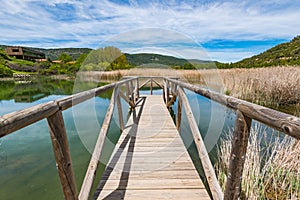 Timber footpath in lake Una,Spain