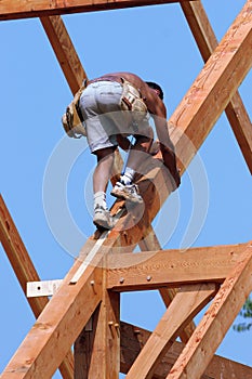 Legna telaio costruzione lavoratore 