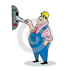 Timber Frame House Construction Worker Vector. Construction Worker On Framing A Building. Isolated Flat Cartoon