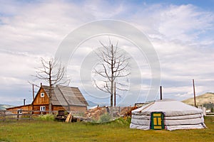 Timber house and Mongolian ger photo