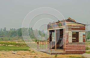 Timber hut under construction