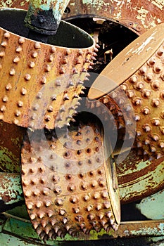 Timber industry old log feed rollers