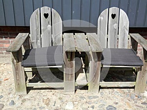 Timber seats and armrest table